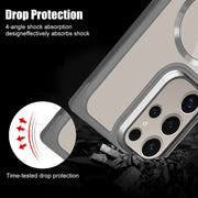 For Samsung Galaxy S25 5G Plated CD Texture MagSafe Acrylic Hybrid TPU Phone Case(Orange)