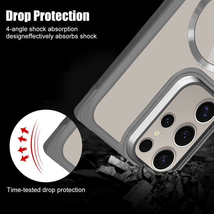 For Samsung Galaxy S25 5G Plated CD Texture MagSafe Acrylic Hybrid TPU Phone Case(Black)