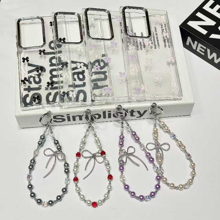 For Samsung Galaxy S25+ 5G Little Fresh Bow Bracelet Chain TPU Phone Case(Purple)