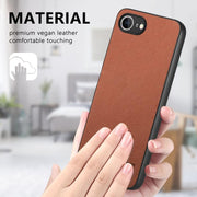 For iPhone 16e Twill Fabric Leather Skin Back Phone Case(Brown)