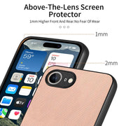 For iPhone 16e Twill Fabric Leather Skin Back Phone Case(Pink)