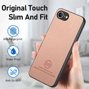 For iPhone 16e Twill Fabric Leather Skin Back Phone Case(Pink)