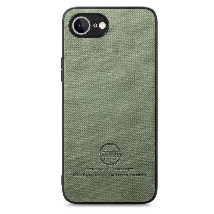 For iPhone 16e Twill Fabric Leather Skin Back Phone Case(Green)