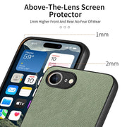For iPhone 16e Twill Fabric Leather Skin Back Phone Case(Green)