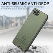 For iPhone 16e Twill Fabric Leather Skin Back Phone Case(Green)