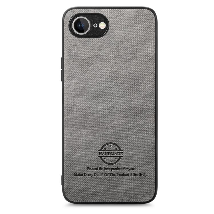 For iPhone 16e Twill Fabric Leather Skin Back Phone Case(Gray)
