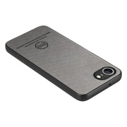 For iPhone 16e Twill Fabric Leather Skin Back Phone Case(Gray)