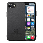 For iPhone 16e Twill Fabric Leather Skin Back Phone Case(Black)