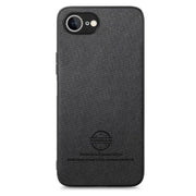 For iPhone 16e Twill Fabric Leather Skin Back Phone Case(Black)