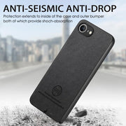 For iPhone 16e Twill Fabric Leather Skin Back Phone Case(Black)
