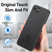 For iPhone 16e Twill Fabric Leather Skin Back Phone Case(Black)