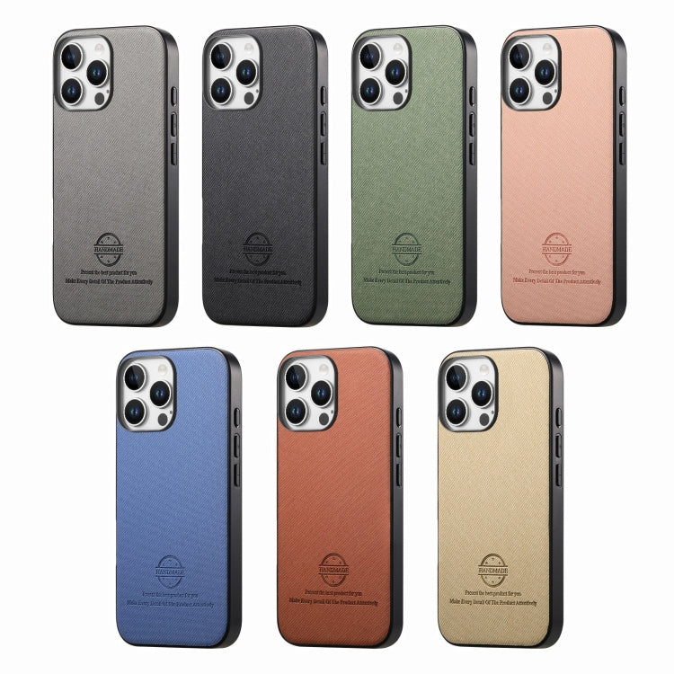For iPhone 16e Twill Fabric Leather Skin Back Phone Case(Gray)