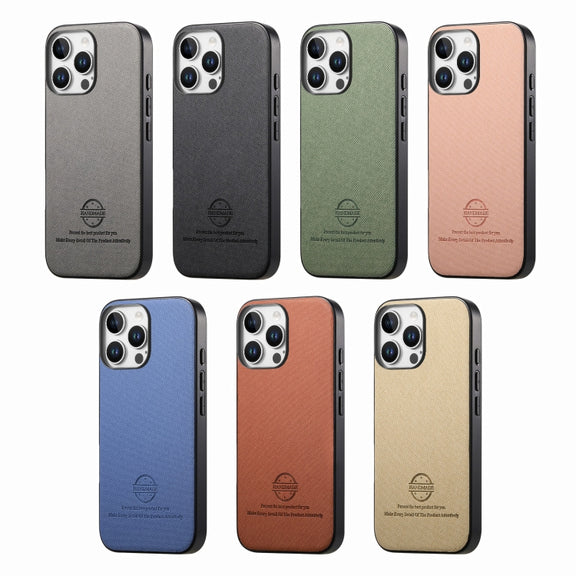 For iPhone 16e Twill Fabric Leather Skin Back Phone Case(Gray)