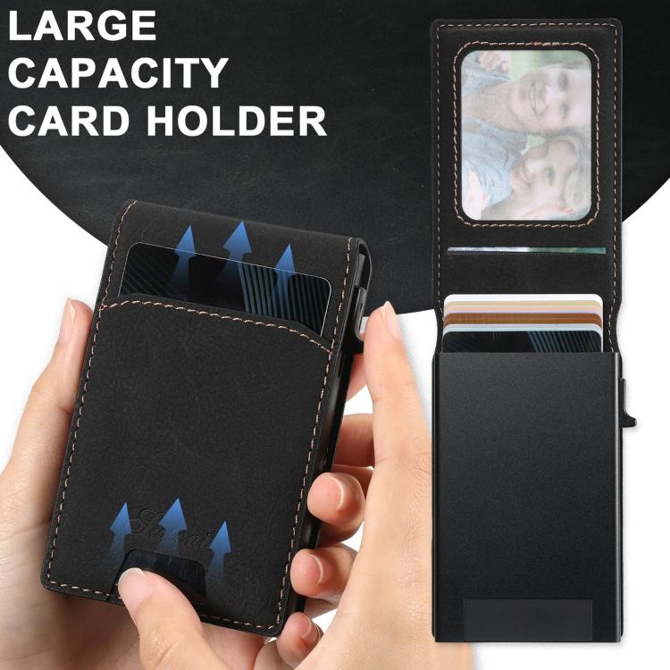 For Samsung Galaxy S25+ 5G Suteni H19 Litchi Texture 2-in-1 MagSafe Removable Card Case Back Phone Case(Black)