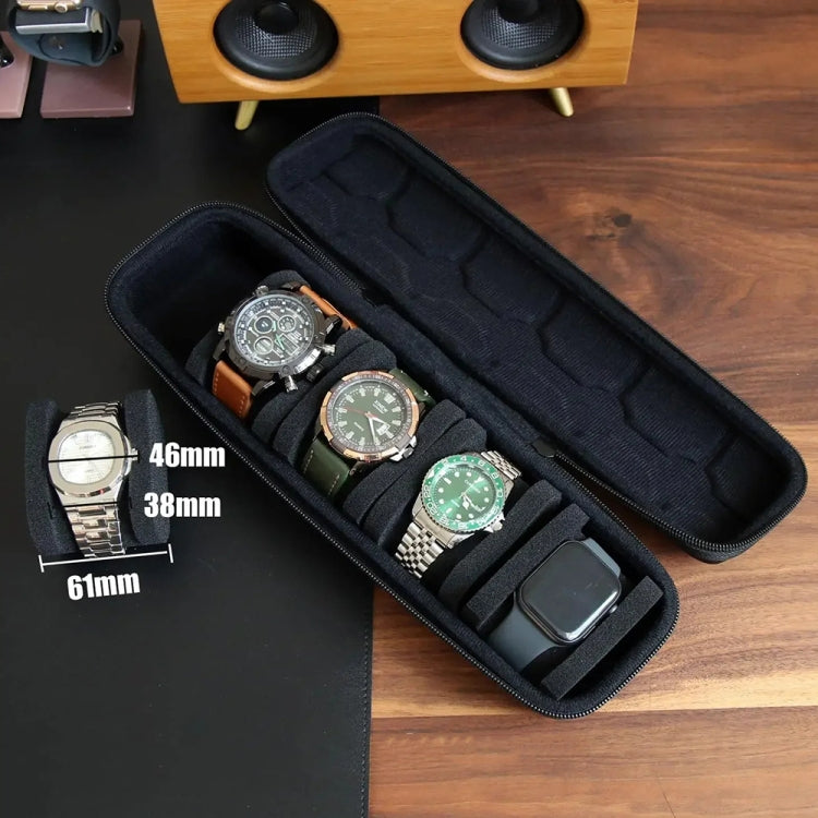 Portable 5 Watch Position Zipper Display Storage Box Hard Case