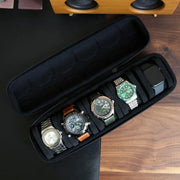 Portable 5 Watch Position Zipper Display Storage Box Hard Case