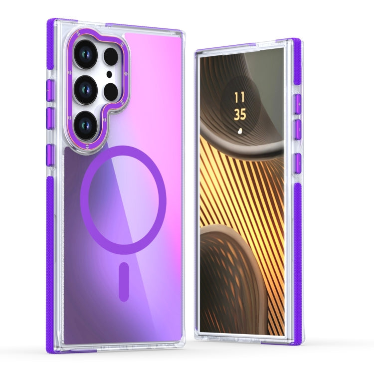 For Samsung Galaxy S25 Ultra 5G Dual-Color Gradient Discolor MagSafe Phone Case(Purple)