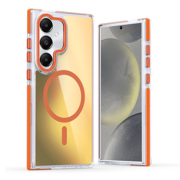 For Samsung Galaxy S25 5G Dual-Color Gradient Discolor MagSafe Phone Case(Orange)