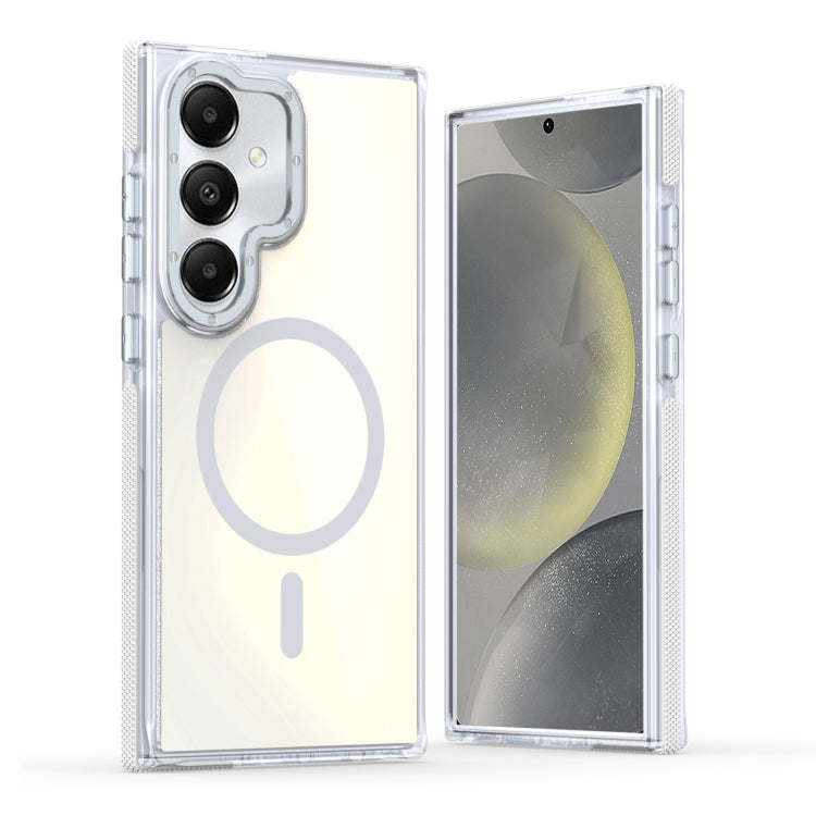 For Samsung Galaxy S25+ 5G Dual-Color Gradient Discolor MagSafe Phone Case(White)