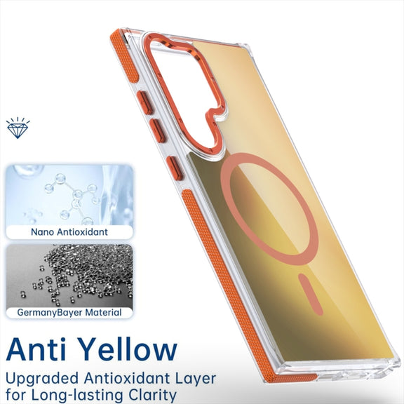 For Samsung Galaxy S25 5G Dual-Color Gradient Discolor MagSafe Phone Case(White)