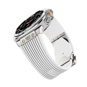 For Samsung Galaxy Watch Ultra 47mm / Ultra 2025 Titanium Connector Silver Buckle Silicone Watch Band(White)