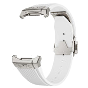 For Samsung Galaxy Watch Ultra 47mm / Ultra 2025 Titanium Connector Silver Buckle Silicone Watch Band(White)