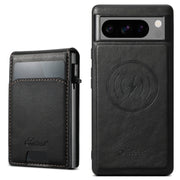 For Google Pixel 8 Suteni H19 Oil Wax 2-in-1 MagSafe Removable Card Box Back Phone Case(Brown)