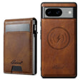 For Google Pixel 8a Suteni H19 Oil Wax 2-in-1 MagSafe Removable Card Box Back Phone Case(Brown) - free shipping - PMC TechLife - Order now!