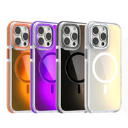 For iPhone 16e Dual-Color Gradient Discolor MagSafe Phone Case(Black)