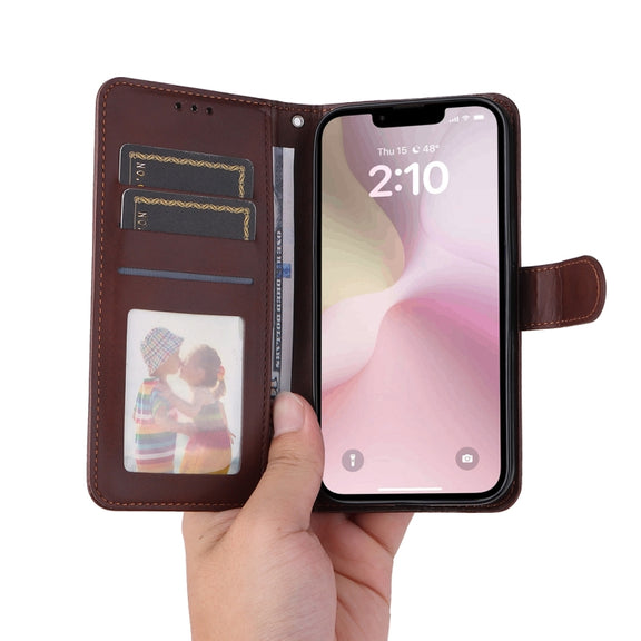 For iPhone 16e ENKAY Card Wallet Calf Texture Leather Phone Case with Screen Film(Black)