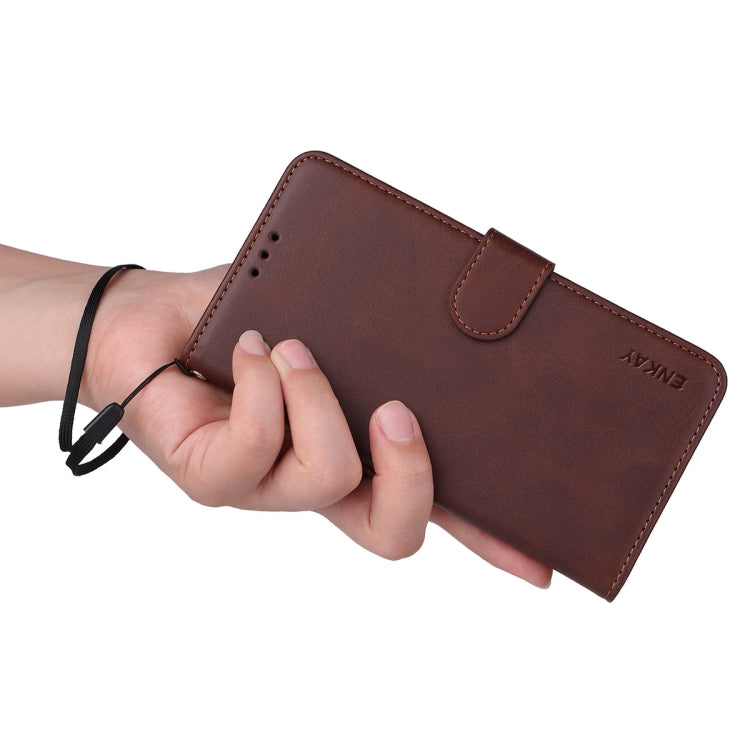 For iPhone 16e ENKAY Card Wallet Calf Texture Leather Phone Case with Screen Film(Black)