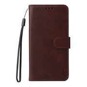 For iPhone 16e ENKAY Card Wallet Calf Texture Leather Phone Case with Screen Film(Brown)