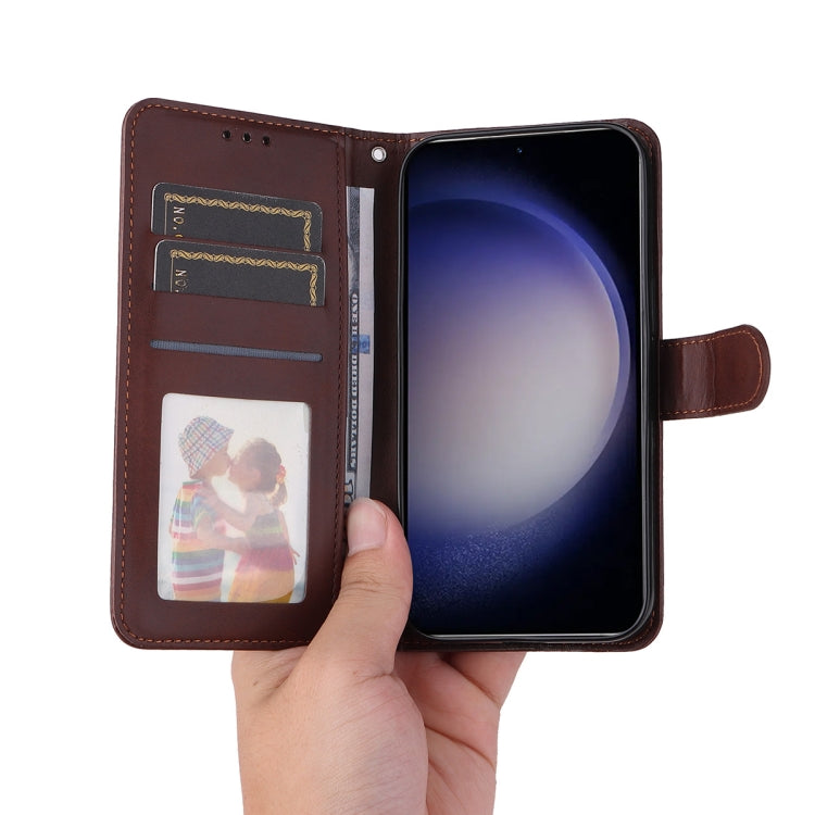 For Samsung Galaxy S25 5G ENKAY Card Wallet Calf Texture Leather Phone Case with Screen Film(Black)