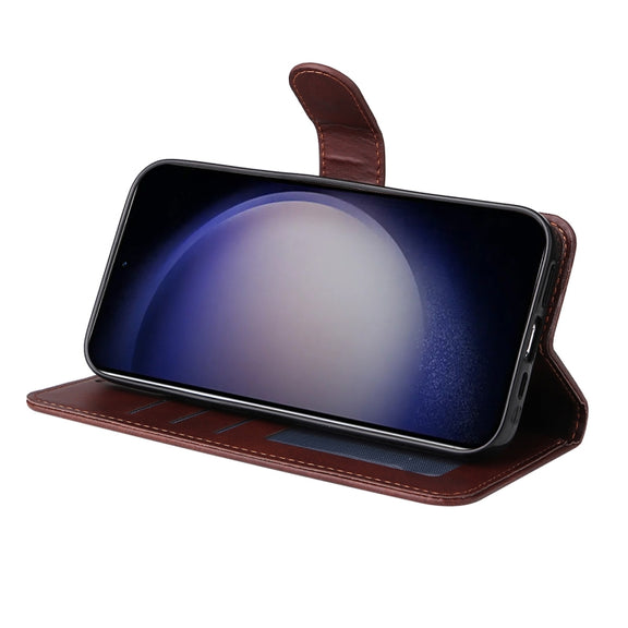 For Samsung Galaxy S25 5G ENKAY Card Wallet Calf Texture Leather Phone Case with Screen Film(Black)