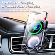 D1 Devil Design Air Vent Mount Phone Holder Stand 15W Car Wireless Charger(Black)