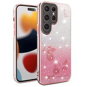 For Samsung Galaxy S25 5G Gradient Glitter Flower All-inclusive Phone Case(Pink)