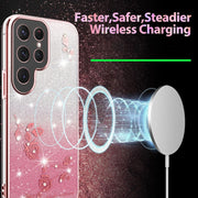 For Samsung Galaxy S25 5G Gradient Glitter Flower All-inclusive Phone Case(Pink)