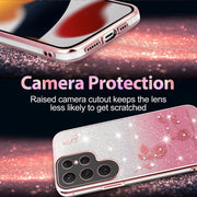 For Samsung Galaxy S25 5G Gradient Glitter Flower All-inclusive Phone Case(Pink)