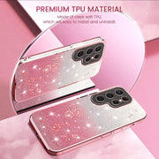 For Samsung Galaxy S25 5G Gradient Glitter Flower All-inclusive Phone Case(Pink)