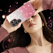 For Samsung Galaxy S25 5G Gradient Glitter Flower All-inclusive Phone Case(Pink)