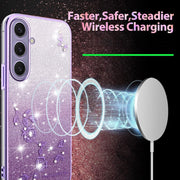 For Samsung Galaxy S25+ 5G Gradient Glitter Flower All-inclusive Phone Case(Purple)