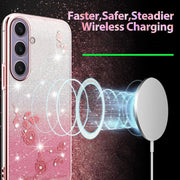 For Samsung Galaxy S25+ 5G Gradient Glitter Flower All-inclusive Phone Case(Pink)