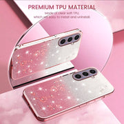 For Samsung Galaxy S25+ 5G Gradient Glitter Flower All-inclusive Phone Case(Pink)