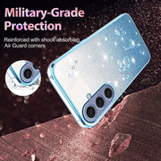 For Samsung Galaxy S25+ 5G Gradient Glitter Flower All-inclusive Phone Case(Blue)