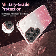 For Samsung Galaxy S25 Ultra 5G Gradient Glitter Flower All-inclusive Phone Case(Pink)