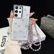 For Samsung Galaxy S25 Ultra 5G Little Fresh Bow Neck Chain TPU Phone Case(Purple)
