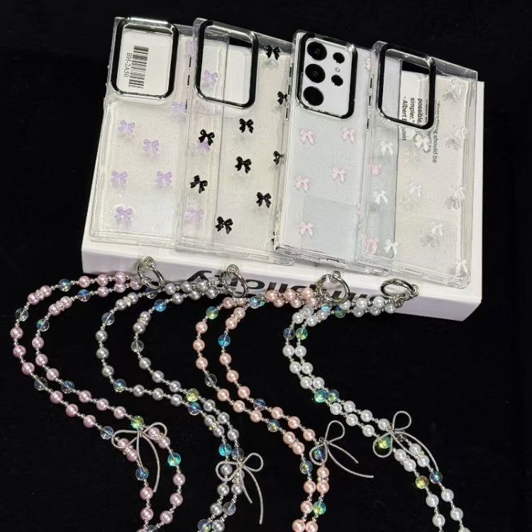 For Samsung Galaxy S25 5G Little Fresh Bow Neck Chain TPU Phone Case(Black)