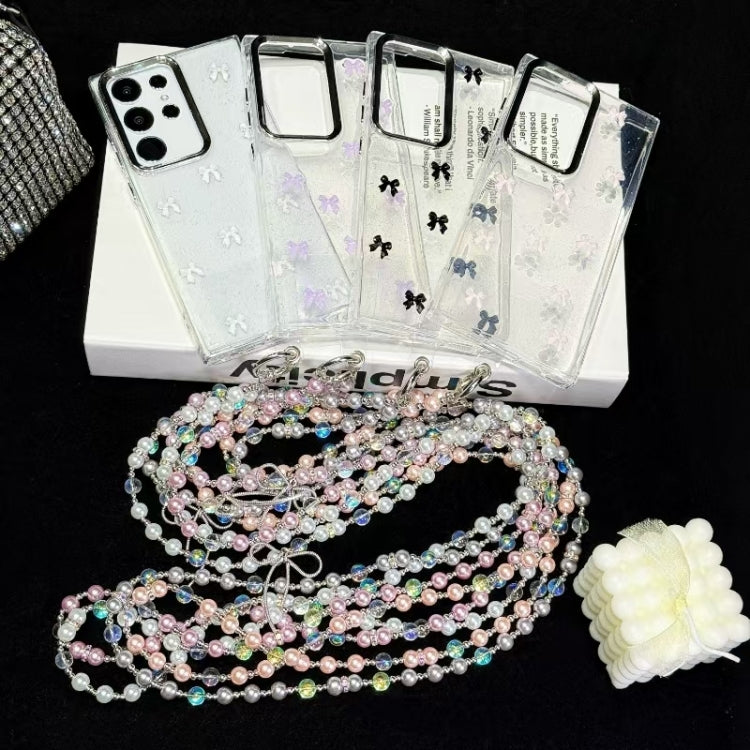 For Samsung Galaxy S25 5G Little Fresh Bow Neck Chain TPU Phone Case(Black)