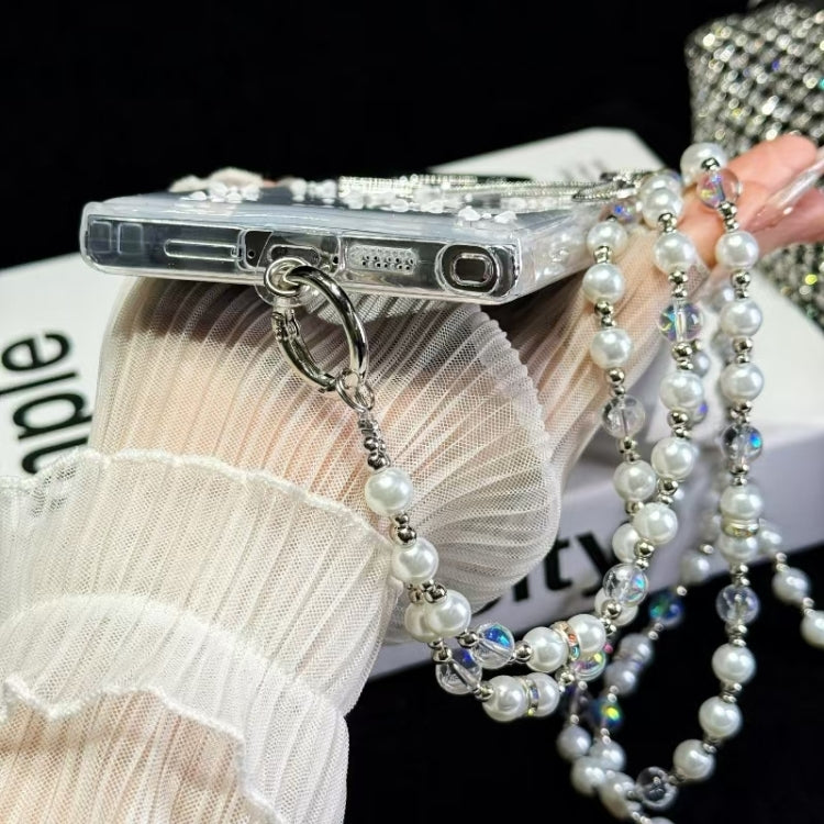 For Samsung Galaxy S25 5G Little Fresh Bow Neck Chain TPU Phone Case(Black)