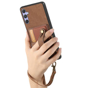 For Samsung Galaxy S25 5G Retro Cross Wristband Wallet Leather Back Phone Case(Brown)